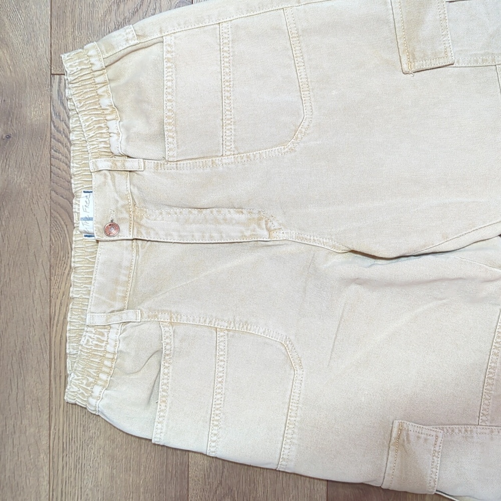 Free People Platoon Cargo Pants Khaki denim joggers jeans L - Picture 4 of 15